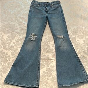 Hollister High Rise Vintage Flare - Light Blue Distressed Flare Jeans